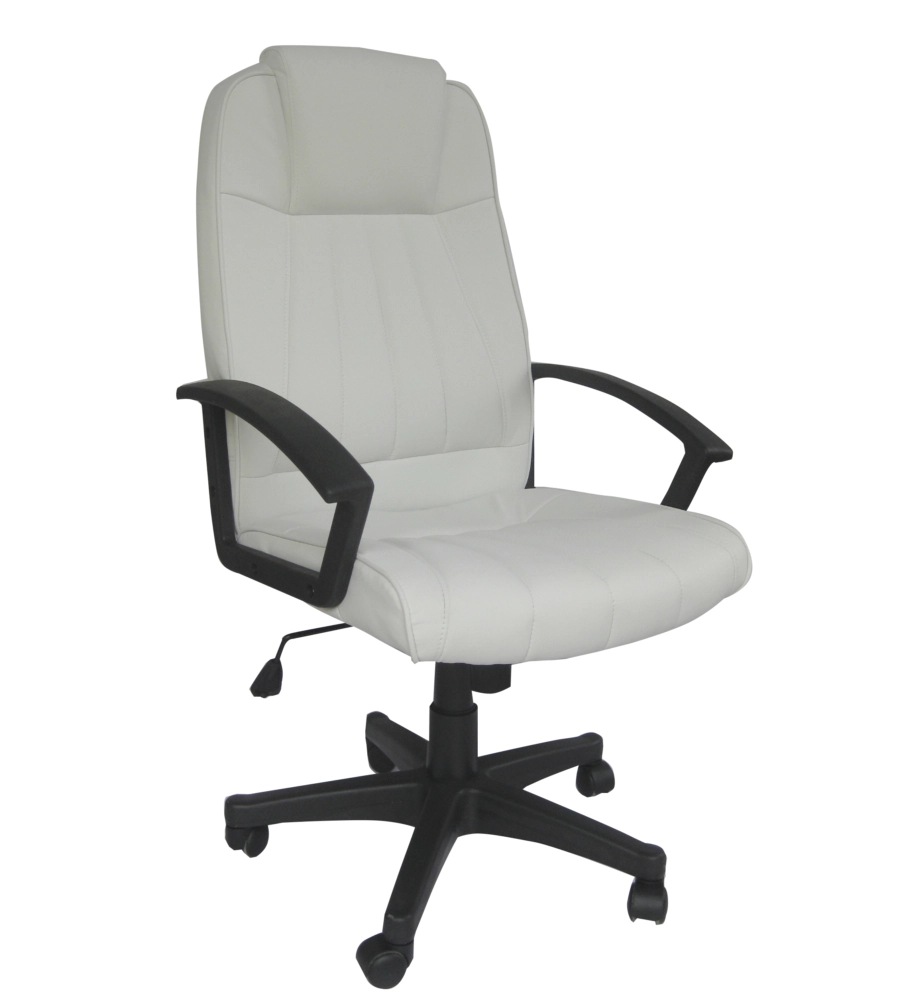 SEDIA UFFICIO "COMFORT"  ECOPELLE BIANCA E BRACCIOLI, 106/115X64X66 CM